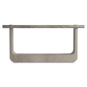 Bernhardt Bernhardt Azzura Console Table With Honed Silver Travertine Top & Weathered Greige Oak Sculptural Base 332910