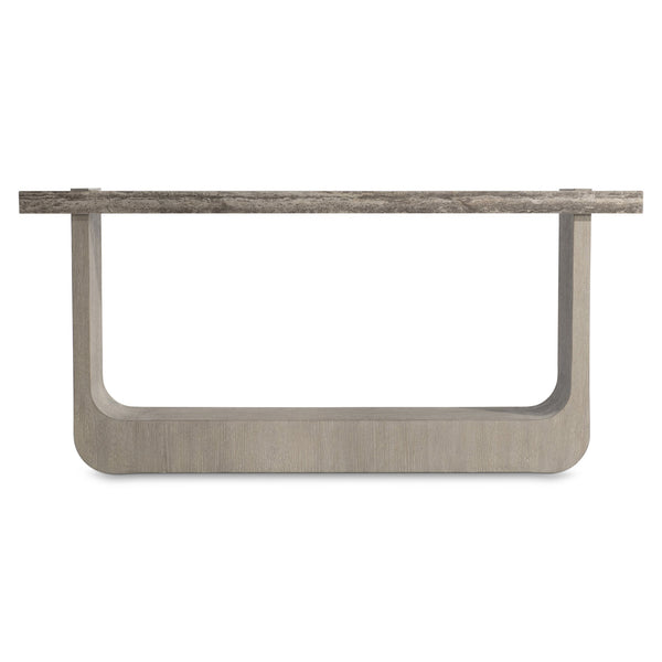 Bernhardt Bernhardt Azzura Console Table With Honed Silver Travertine Top & Weathered Greige Oak Sculptural Base 332910