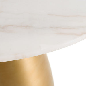 VIG Furniture Tilly White Marble Round Dining Table With Gold Pedestal — Compact 43" Chic Centerpiece Seats 4 VGGM-M-DT1854R