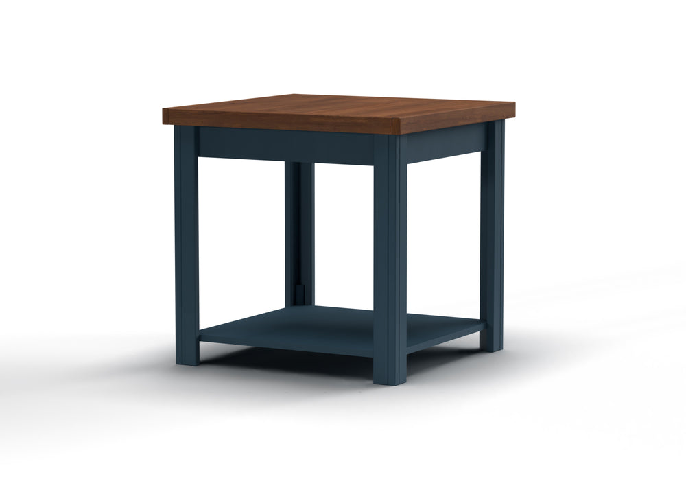 Legends Furniture Bridgevine Home Nantucket 24 Inch Side Table, No Assembly Required, Blue Denim And Whiskey Finish Blue Denim And Whiskey, Blue Poplar Solids And Okoume Veneers With Knotty Alder Top Nt4110.Bwk