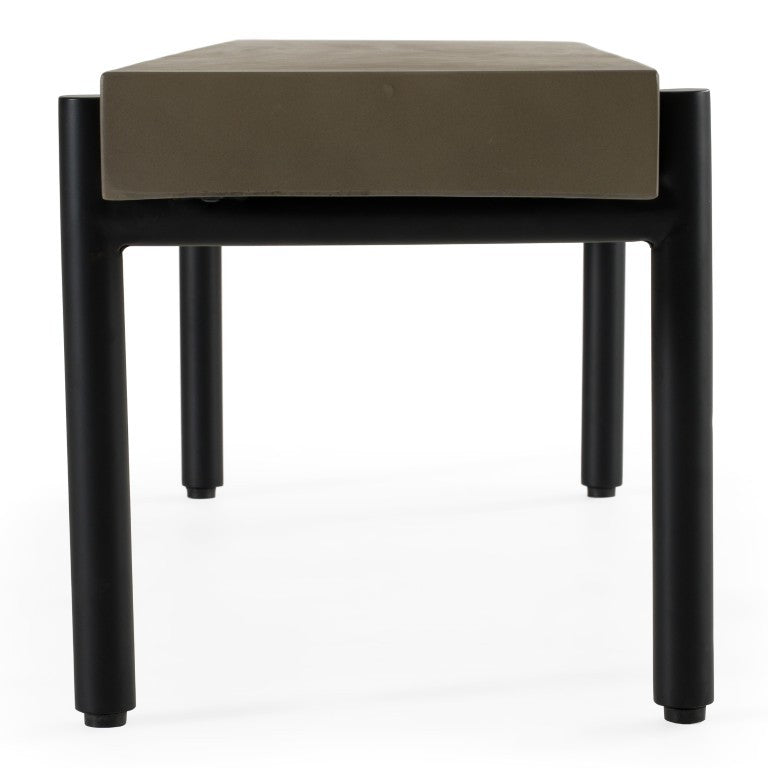 VIG Furniture Timlin Concrete & Metal Bench — Industrial Modern Entryway Seating, 63" Durable 500 Lb Capacity, Matte Black VGGRTIMLIN-GRY-BENCH