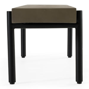 VIG Furniture Timlin Concrete & Metal Bench — Industrial Modern Entryway Seating, 63" Durable 500 Lb Capacity, Matte Black VGGRTIMLIN-GRY-BENCH