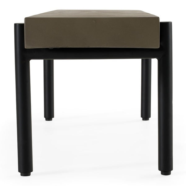 VIG Furniture Timlin Concrete & Metal Bench — Industrial Modern Entryway Seating, 63" Durable 500 Lb Capacity, Matte Black VGGRTIMLIN-GRY-BENCH