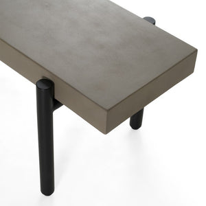 VIG Furniture Timlin Concrete & Metal Bench — Industrial Modern Entryway Seating, 63" Durable 500 Lb Capacity, Matte Black VGGRTIMLIN-GRY-BENCH
