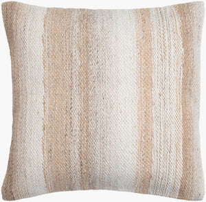 Surya Terrain Eco-friendly 18" Rustic Accent Pillow - Perfect For Outdoor Comfort & Farmhouse Style Decor Cream Recycled Pet Yarn,Polyester Tin002-2222p
