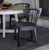 Americana Modern Dining 48-66" Round Dining Table and 4 Black Barrel Chairs Cotton DAME-5PC-48RND-2118 Parker House