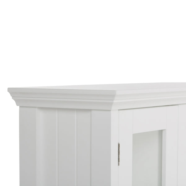 English Elm Acadian Double Door Wall Cabinet – Contemporary Pure White Storage With Adjustable Shelves & Style B136P158498