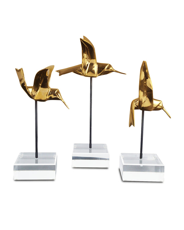 Gold Hummingbirds - Set of 3