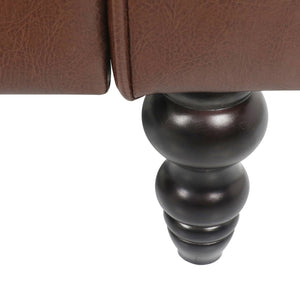 English Elm Christopher Knight Home® - CLUB CHAIR with Button Tufted Diamond Stitching, Sloped Arms & Birch Wood Legs for Modern Comfort Dark Brown 30.5 L x 25.75 W x 21.25 H 71214.00DBRN