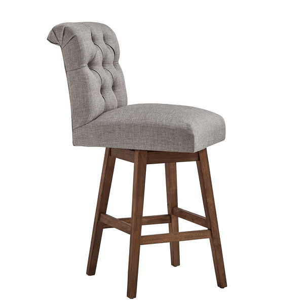 Homelegance By Top-Line Jacinta Tufted Linen Upholstered Swivel Stools (Set of 2) Brown Rubberwood