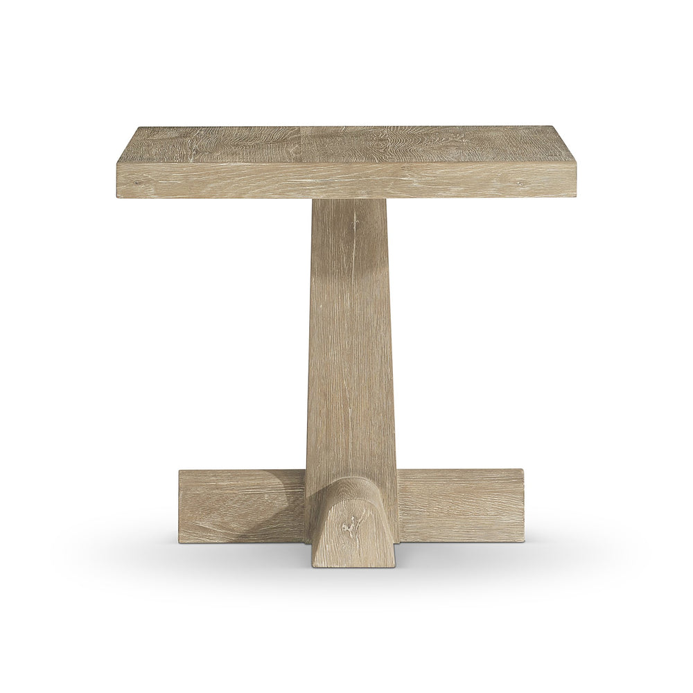 Bernhardt Bernhardt Tribeca Aurum Side Table — Rustic-Modern White Oak Pedestal Accent Table, 24" X 22" 333120