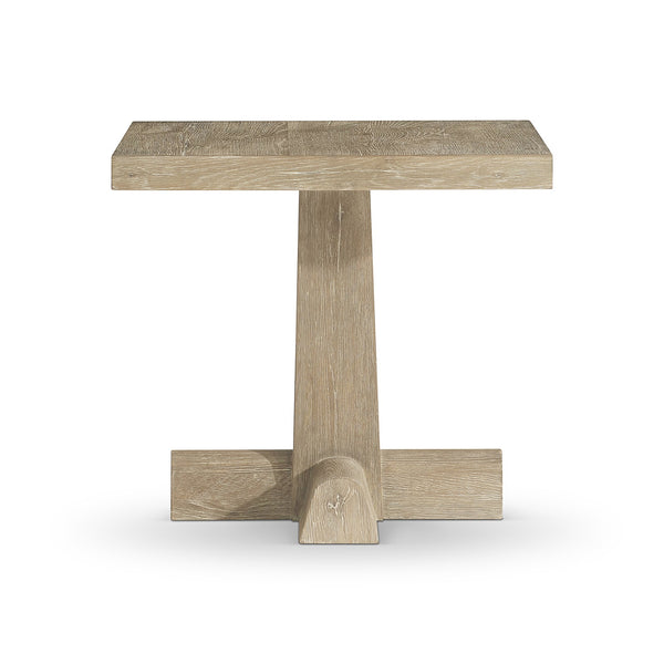 Bernhardt Bernhardt Tribeca Aurum Side Table — Rustic-Modern White Oak Pedestal Accent Table, 24" X 22" 333120