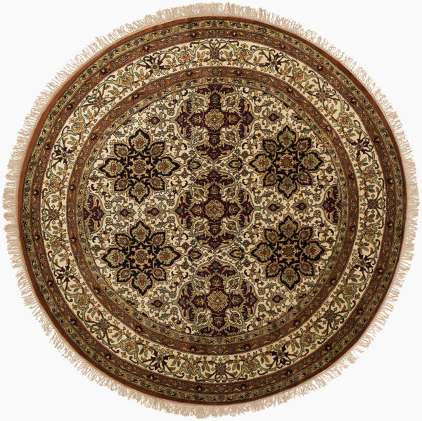 Surya Taj Mahal Tj-101 Luxurious 8' X 8' Handcrafted Wool Rug - Timeless Elegance For Your Home Decor Light Brown Nz Wool Tj11-8rd