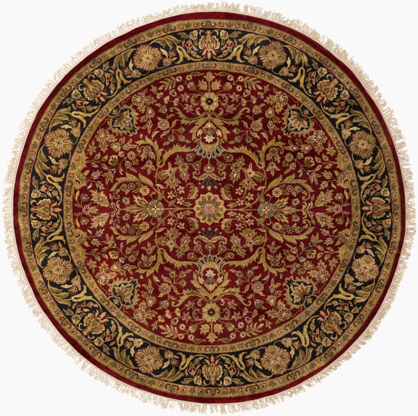Surya Taj Mahal Tj-101 Luxurious 8' X 8' Handcrafted Wool Rug - Timeless Elegance For Your Home Decor Burgandy Nz Wool Tj1143-8rd