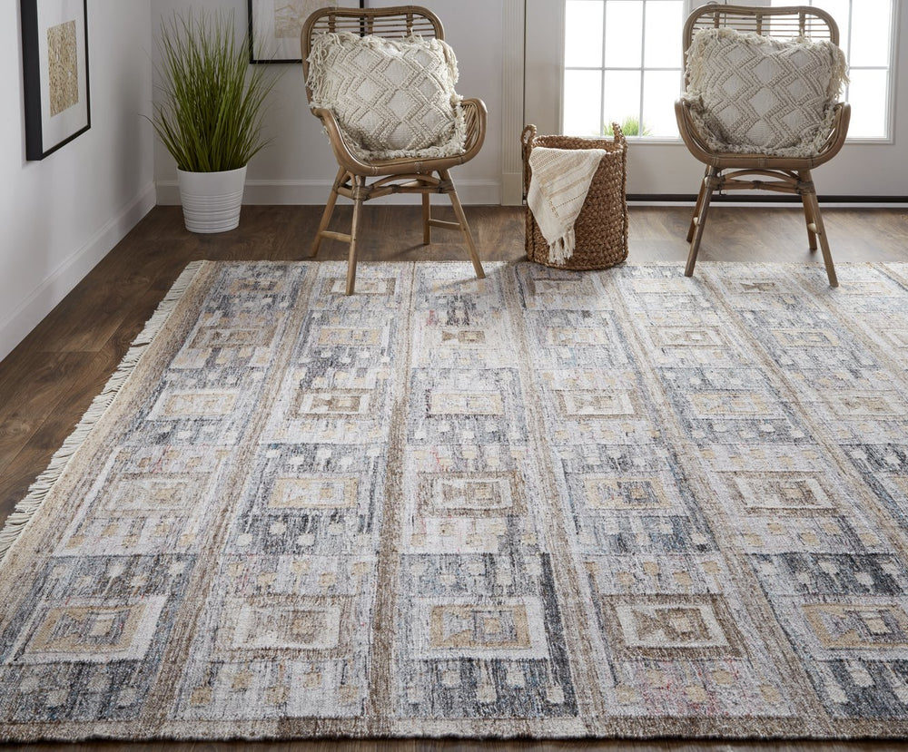 Feizy Rugs Beckett Eco-friendly Handwoven Low Pile Rug With Stylish Geometric Motifs For Modern Spaces Gray,Taupe,Tan Pet 8900816fchlmlth50