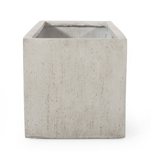 English Elm Outdoor Square Mgo Concrete Planter Handcrafted Stone Look Patio Garden Accent 70626.00WHI