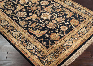 Surya Taj Mahal Handmade 8' X 8' Rug - Luxurious New Zealand Wool, Timeless Hand Knotted Design For Home Black Nz Wool Tj44-8sq