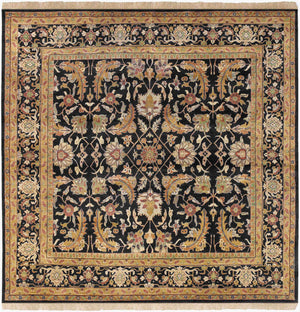Surya Taj Mahal Handmade 8' X 8' Rug - Luxurious New Zealand Wool, Timeless Hand Knotted Design For Home Black Nz Wool Tj44-8sq