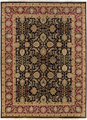 Surya Taj Mahal Tj-6575 Handmade 2' X 3' Luxurious New Zealand Wool Rug - Exquisite Hand-knotted Design Black Nz Wool Tj6576-86116