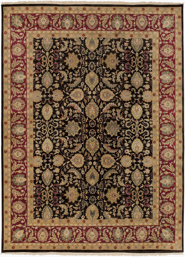 Surya Taj Mahal Tj-6575 Handmade 2' X 3' Luxurious New Zealand Wool Rug - Exquisite Hand-knotted Design Black Nz Wool Tj6576-86116