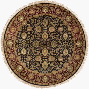 Surya Taj Mahal Tj-6575 Handmade 2' X 3' Luxurious New Zealand Wool Rug - Exquisite Hand-knotted Design Black Nz Wool Tj6576-8rd
