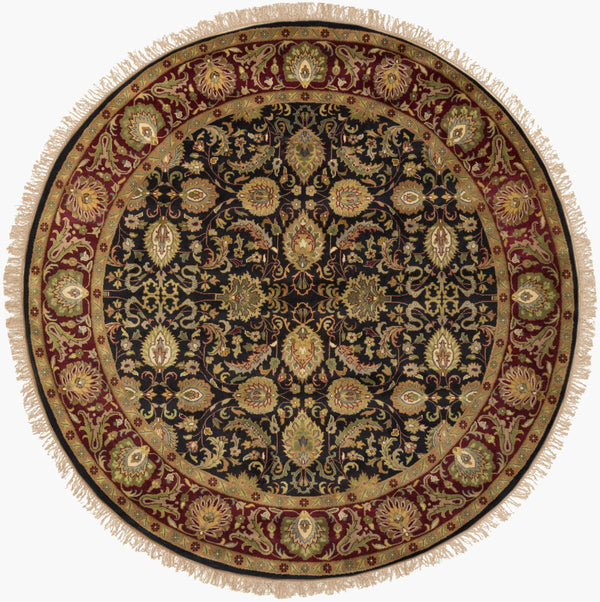 Surya Taj Mahal Tj-6575 Handmade 2' X 3' Luxurious New Zealand Wool Rug - Exquisite Hand-knotted Design Black Nz Wool Tj6576-8rd
