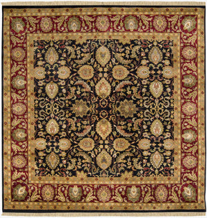 Surya Taj Mahal Tj-6575 Handmade 2' X 3' Luxurious New Zealand Wool Rug - Exquisite Hand-knotted Design Black Nz Wool Tj6576-8sq
