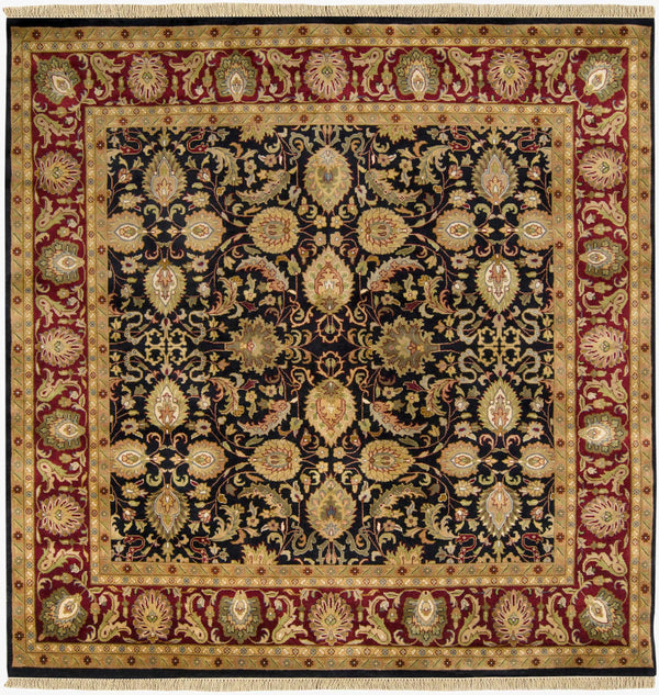 Surya Taj Mahal Tj-6575 Handmade 2' X 3' Luxurious New Zealand Wool Rug - Exquisite Hand-knotted Design Black Nz Wool Tj6576-8sq