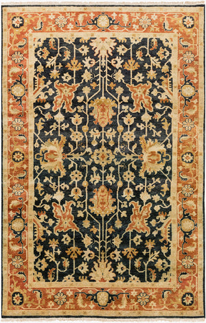 Surya Taj Mahal Tj-6575 Handmade 2' X 3' Luxurious New Zealand Wool Rug - Exquisite Hand-knotted Design Black Nz Wool Tj6599-23