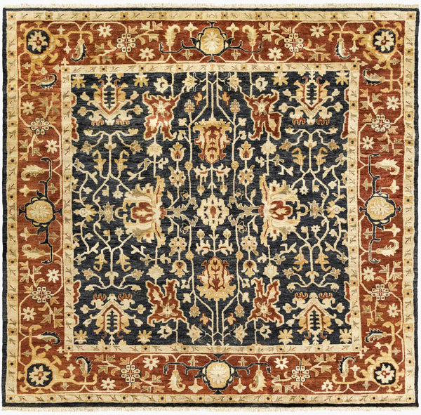 Surya Taj Mahal Tj-6575 Handmade 2' X 3' Luxurious New Zealand Wool Rug - Exquisite Hand-knotted Design Black Nz Wool Tj6599-8sq