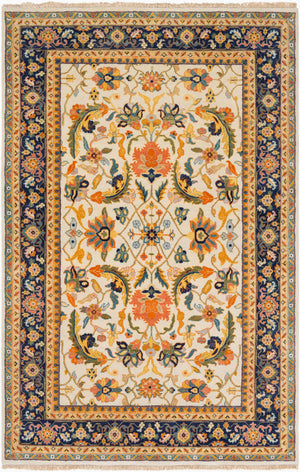 Surya Taj Mahal Tj-6575 Handmade 2' X 3' Luxurious New Zealand Wool Rug - Exquisite Hand-knotted Design Mustard Nz Wool Tj6600-5686