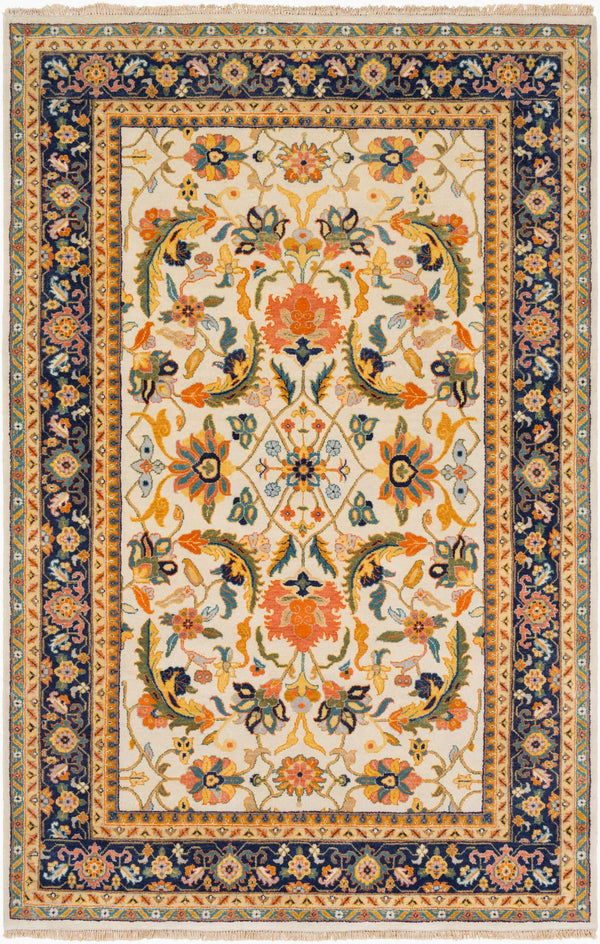 Surya Taj Mahal Tj-6575 Handmade 2' X 3' Luxurious New Zealand Wool Rug - Exquisite Hand-knotted Design Mustard Nz Wool Tj6600-5686