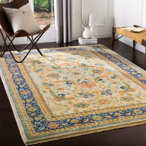 Surya Taj Mahal Tj-6575 Handmade 2' X 3' Luxurious New Zealand Wool Rug - Exquisite Hand-knotted Design Mustard Nz Wool Tj6600-5686