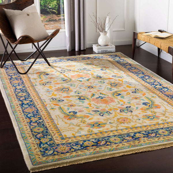 Surya Taj Mahal Tj-6575 Handmade 2' X 3' Luxurious New Zealand Wool Rug - Exquisite Hand-knotted Design Mustard Nz Wool Tj6600-5686