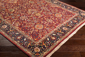 Surya Taj Mahal Tj-6575 Handmade 2' X 3' Luxurious New Zealand Wool Rug - Exquisite Hand-knotted Design Burgandy Nz Wool Tj6601-23