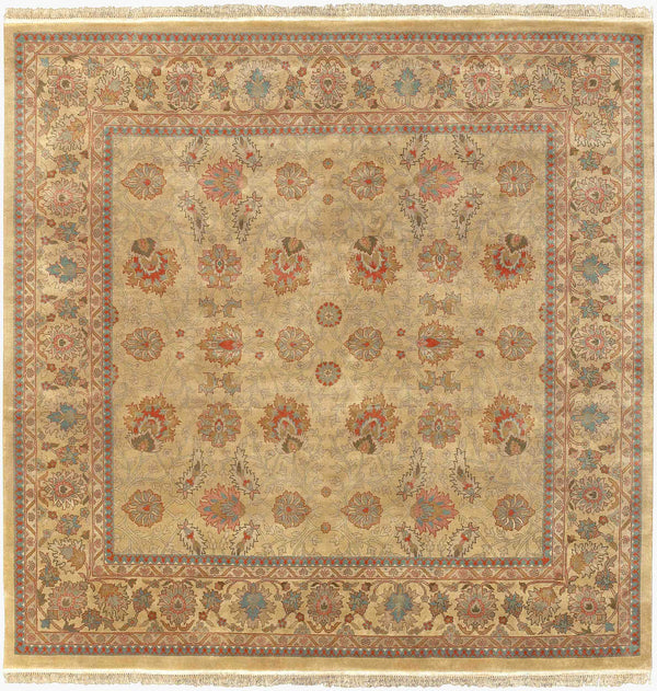 Surya Taj Mahal Hand-made 8' X 8' Luxurious New Zealand Wool Rug - Elegant Touch For Your Home Decor Mustard Nz Wool Tj826-8sq