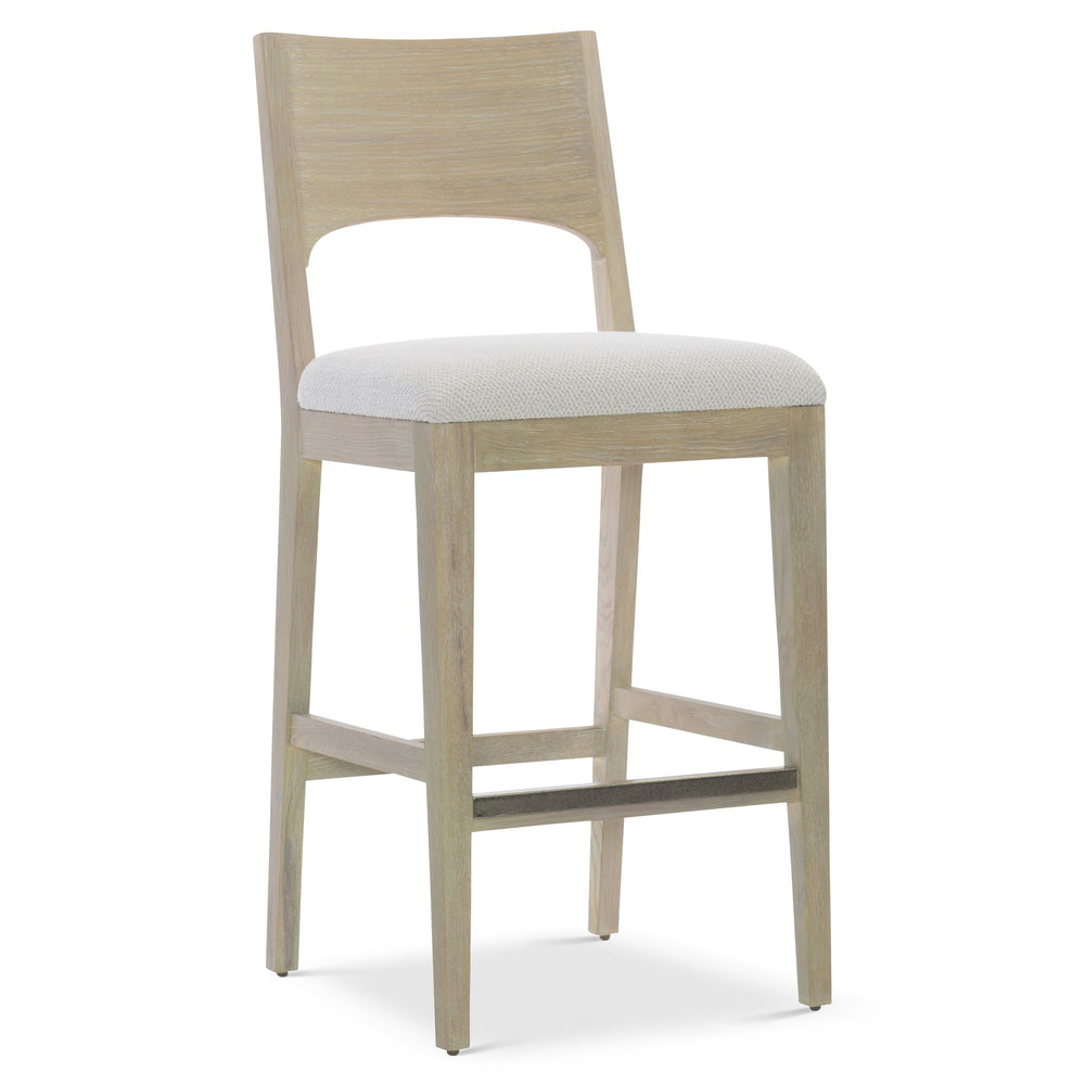 Bernhardt Bernhardt Solaria Bar Stool With Dune Ash Frame, Upholstered Slip Seat & Shiny Nickel Kick Plate 310588
