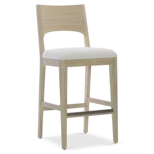Bernhardt Bernhardt Solaria Bar Stool With Dune Ash Frame, Upholstered Slip Seat & Shiny Nickel Kick Plate 310588