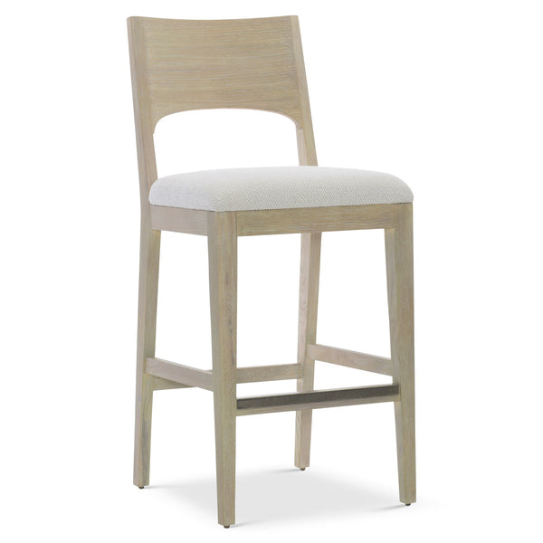 Bernhardt Bernhardt Solaria Bar Stool With Dune Ash Frame, Upholstered Slip Seat & Shiny Nickel Kick Plate 310588