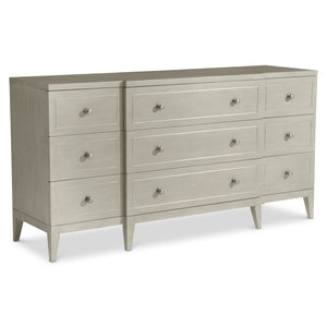 Bernhardt Bernhardt Cornelia Dresser — 9-Drawer Solid Ash Nebbia Finish, Brushed Stainless Inlays & Soft-Close 331052