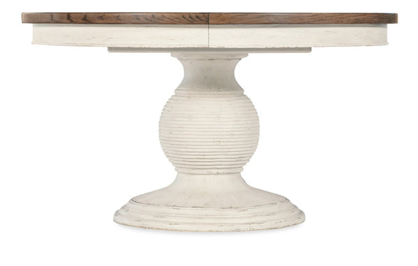 Hooker Furniture Americana Round Pedestal Dining Table With Carved Base, Two-Tone Honey Top & 22" Pull-Out Leaf Whites/Creams/Beiges 7050-75203-02