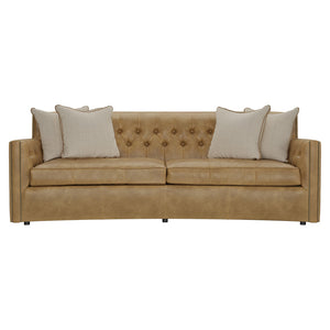 Bernhardt Bernhardt Candace Crescent Leather Sofa — 96"W Top-Grain Leather, Hand-Tufted Back, Nailhead Trim, Plush Comfort 7277LFO