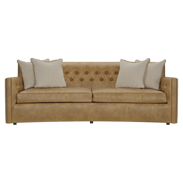 Bernhardt Bernhardt Candace Crescent Leather Sofa — 96"W Top-Grain Leather, Hand-Tufted Back, Nailhead Trim, Plush Comfort 7277LFO