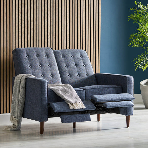 English Elm Christopher Knight Home® - DOUBLE Recliner Fabric Sofa with Plush Cushions and Space-Saving Design for Living Rooms, 49"L Dark Blue 72478.00FDBLU