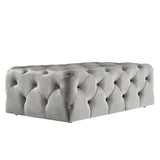 Homelegance By Top-Line Pietro Rectangular Tufted Ottoman with Casters Grey Velvet
