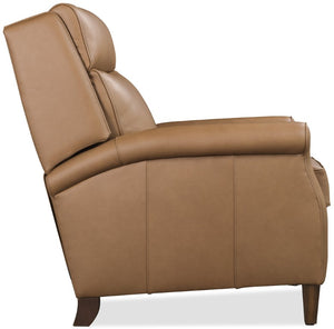 Hooker Furniture Randall Power Recliner In Billows Caramel Leather With Usb, Pop-Up Headrest, Bustle Back Comfort Brown RC820-PH-087