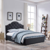 Christopher Knight Home® - Noble House - Cordeaux Contemporary Button-Tufted Upholstered Queen Bed Frame With Nailhead Accents