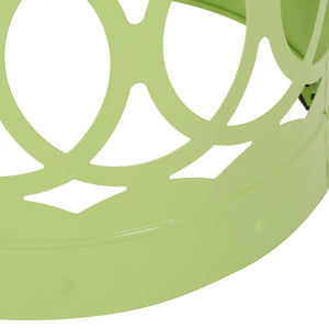English Elm Outdoor Powder-coated Iron Nesting Accent Tables Set of 2 Laser-cut Circle Design Green 73606.00GRN
