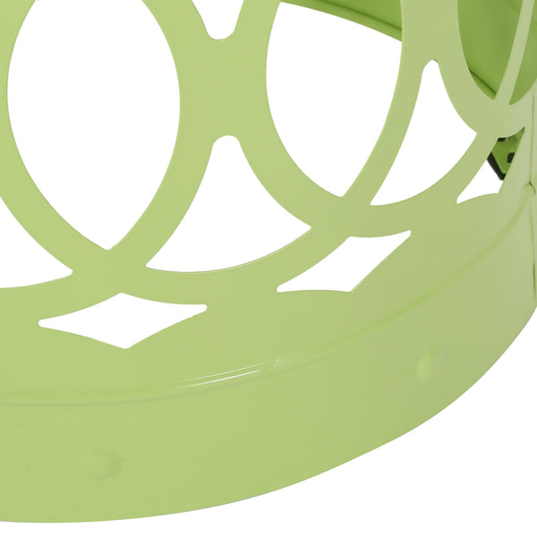 English Elm Outdoor Powder-coated Iron Nesting Accent Tables Set of 2 Laser-cut Circle Design Green 73606.00GRN