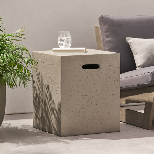English Elm Mgo Concrete Propane Tank Cover Side Table for Modern and Industrial Interiors 59243.00WHI